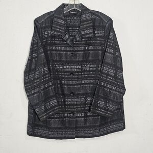 Maggie Barnes Black and Gray Striped Ailver Details Whimisigoth Jacket Sz 1X